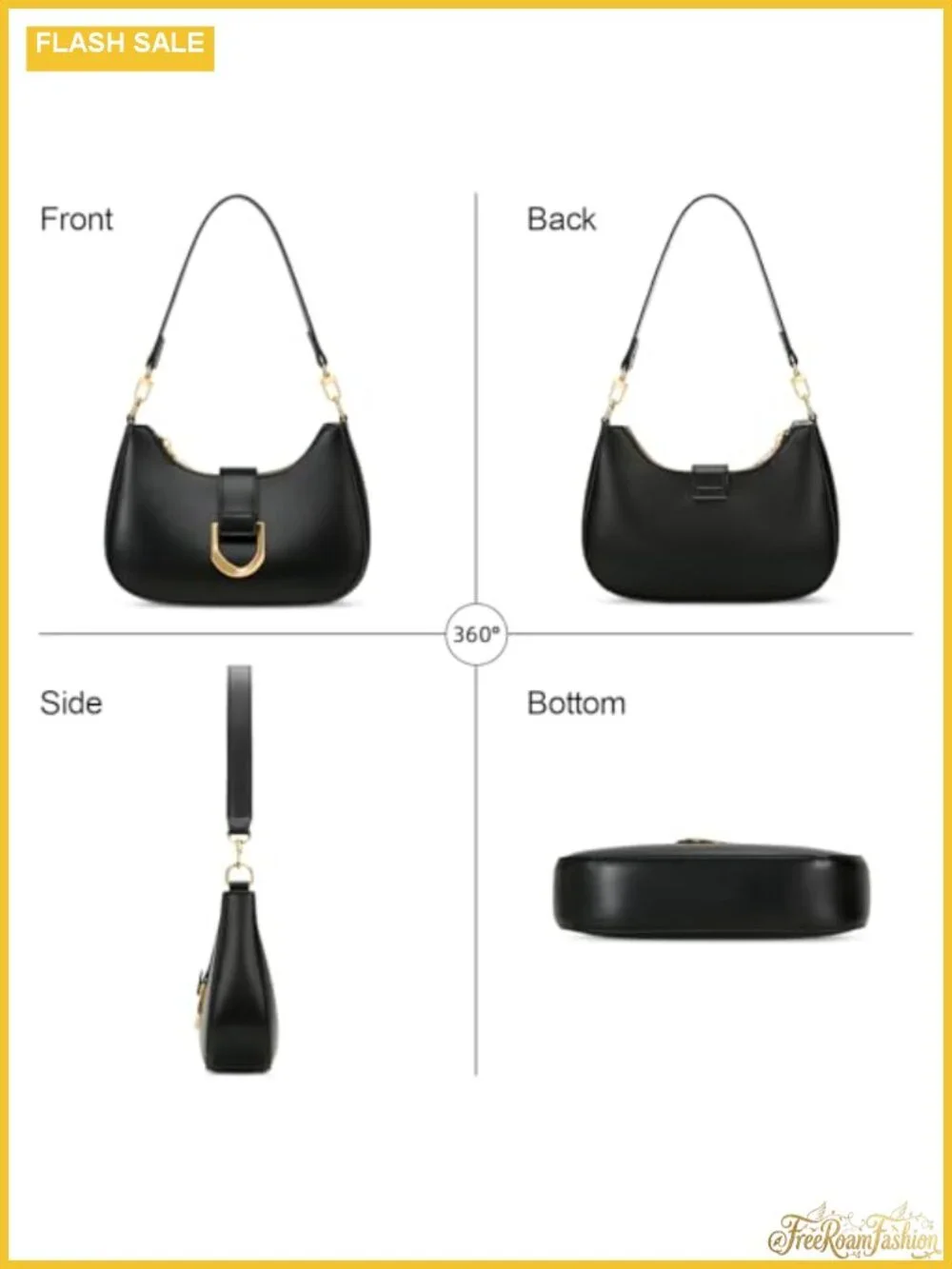 Trendy Everyday Crescent Shoulder Bag with Chain Strap Faux Leather
